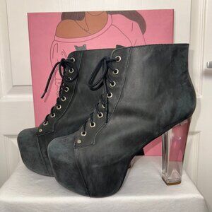 Jeffrey Campbell Lita Light-Up Bootie – Black, Lucite Heel - Rare!